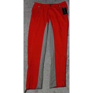 Sean John Pants Women's XL Red Orange Gray Striped Colorblock Ankle Zip